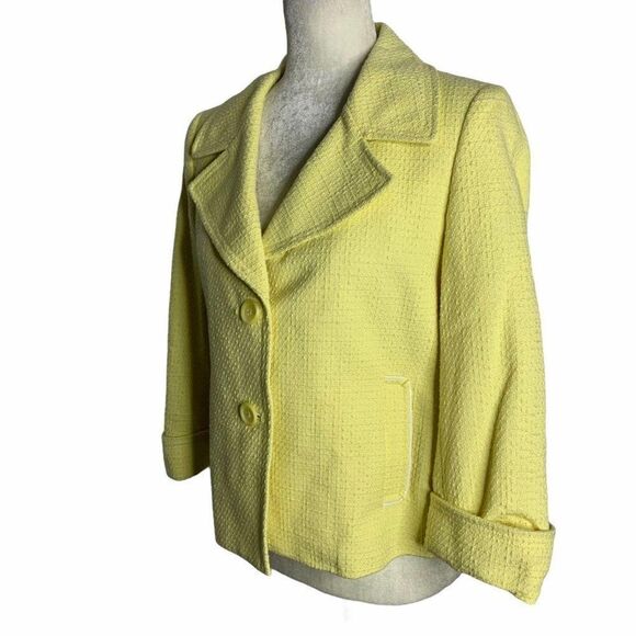 Vintage Tahari Textured Blazer Jacket 10 Yellow - Picture 5 of 6
